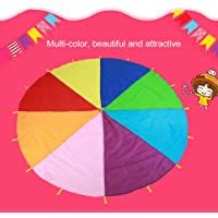 Multi-Color Rainbow Parachute Kids Play Parachute Toy- Childrens Sport Team Building Paracaídas para trabajo en equipo…